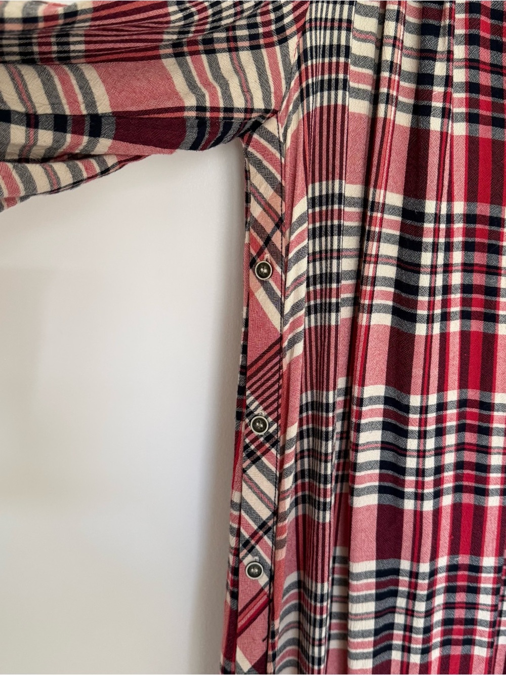 Free People Loralei Plaid Button-Front Midi Shirt Dress - Picture 9 of 11